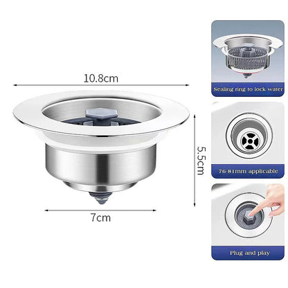 Pop Up Sink Filter: 3-in-1 Strainer & Leak-Proof Plug