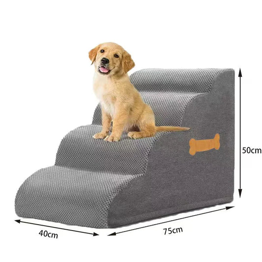 Pet Stairs For Large Dogs & Cats: Extra Wide Non-Slip High Bed Steps