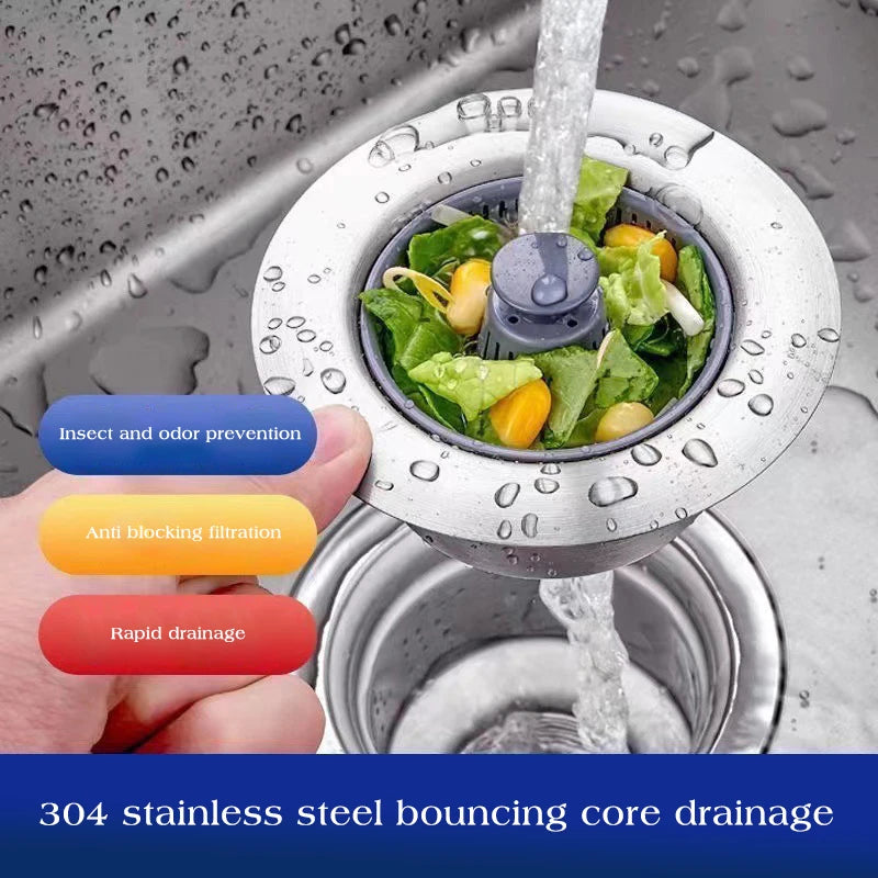 Pop Up Sink Filter: 3-in-1 Strainer & Leak-Proof Plug