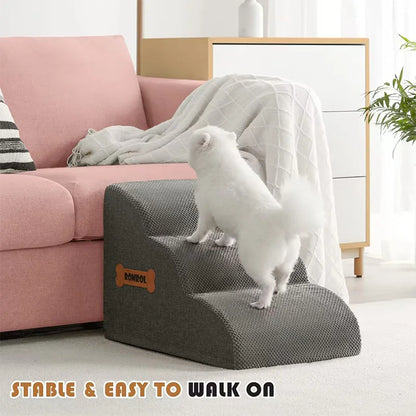 Pet Stairs For Large Dogs & Cats: Extra Wide Non-Slip High Bed Steps