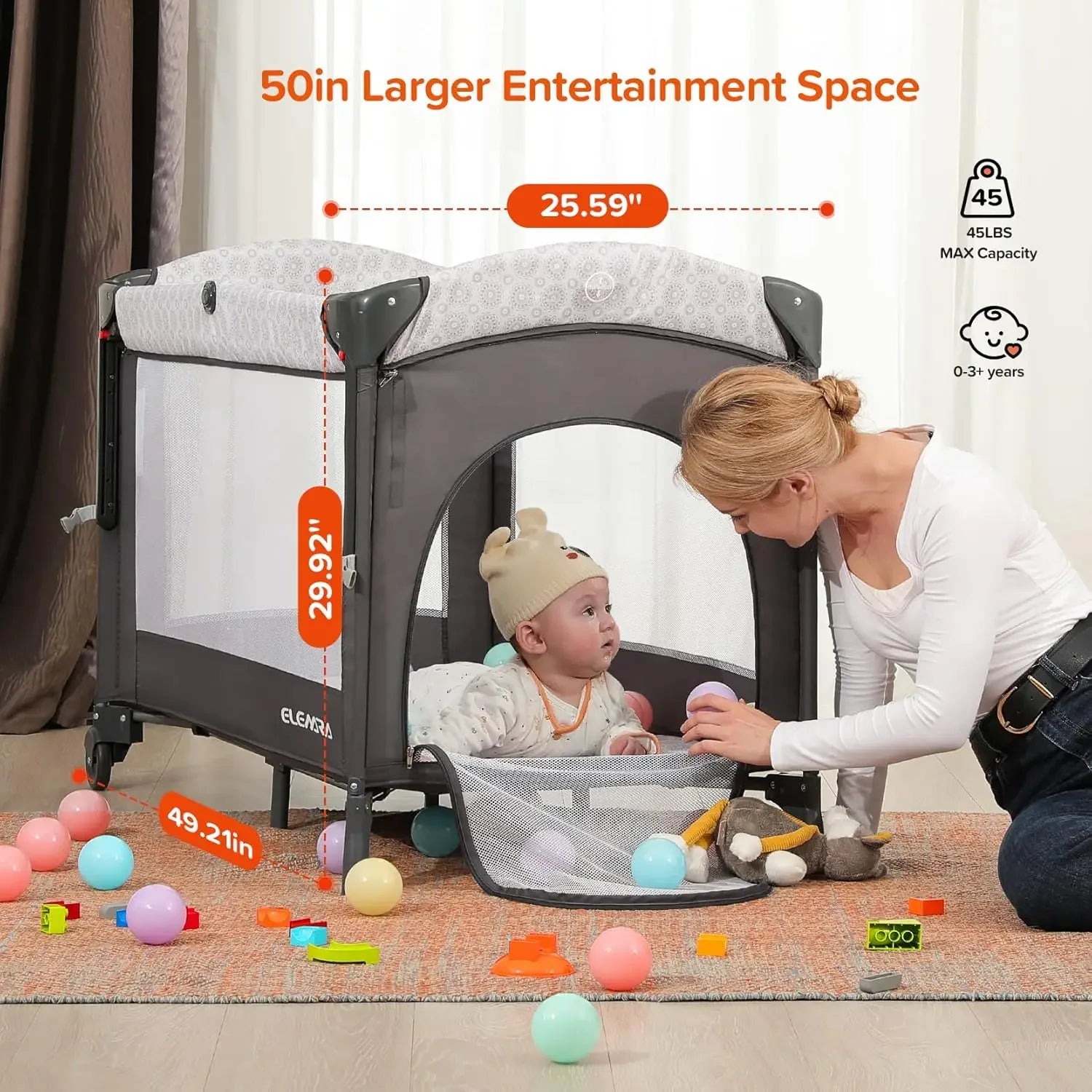 4-in-1 Baby Bassinet, Bedside Crib with Diaper Changer & Music